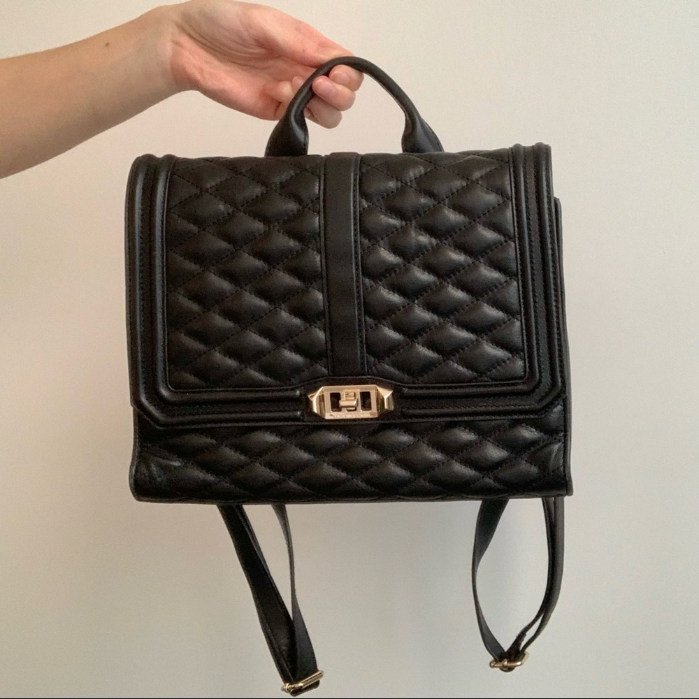 black rebecca minkoff love quilted backpack